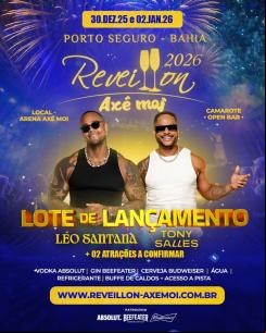 panfleto Réveillon Axé Moi 2026 - Léo Santana + Tony Salles